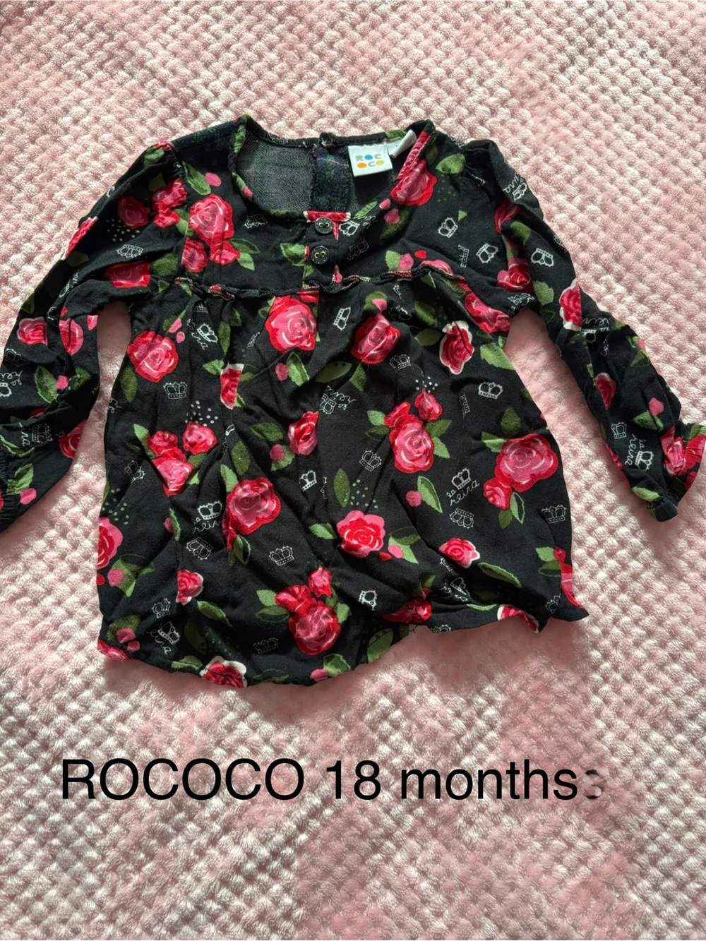 Black Floral Long-Sleeve Baby Top